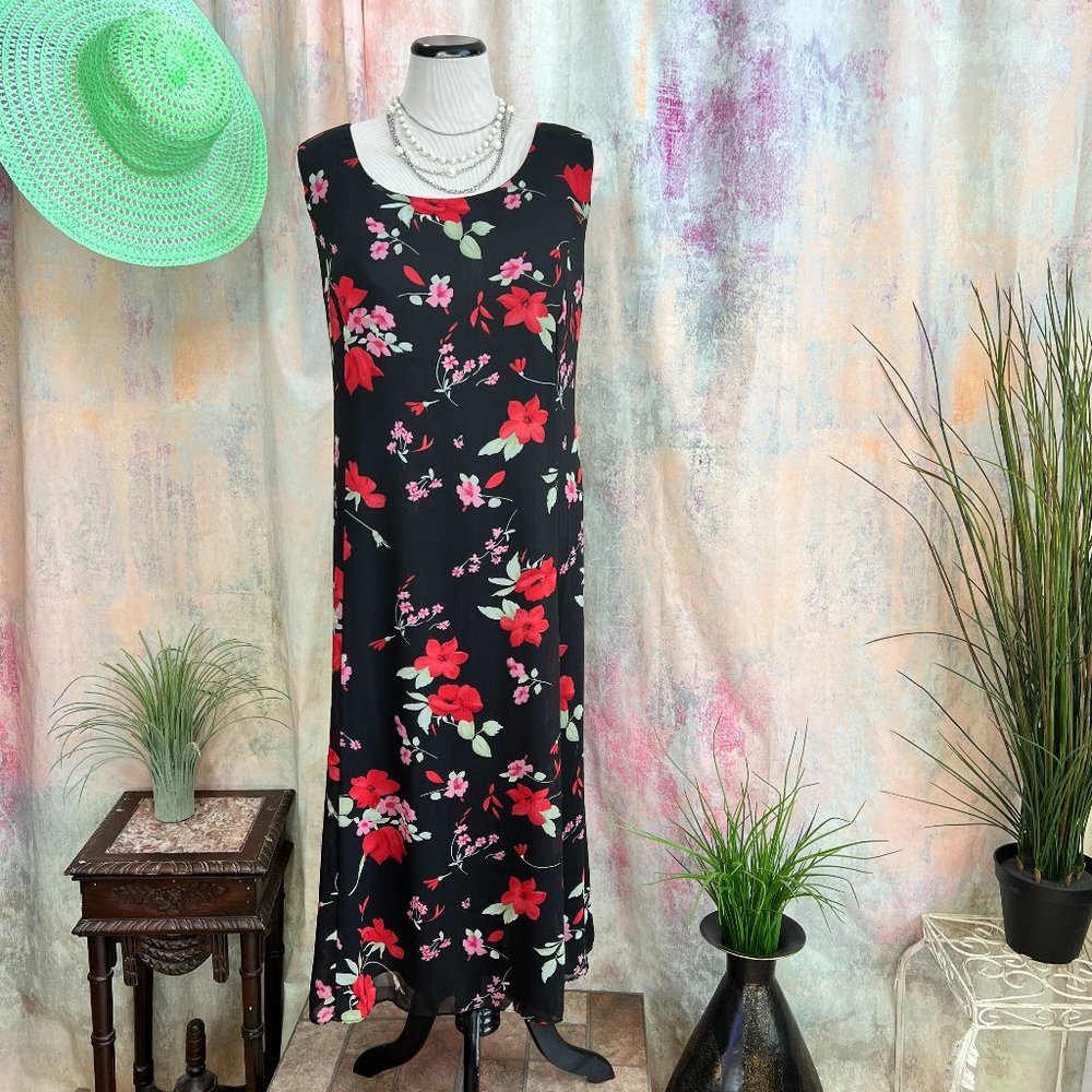 📌Studio One Georgette Fabric Floral Sleeveless Midi Dress